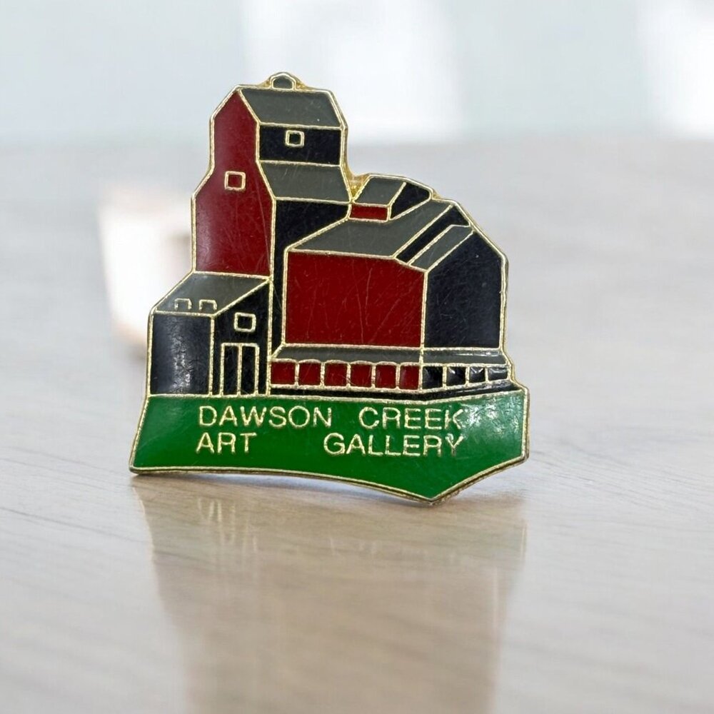 Vintage Dawson Creek Art Gallery Enamel Lapel Pin British Columbia Canada